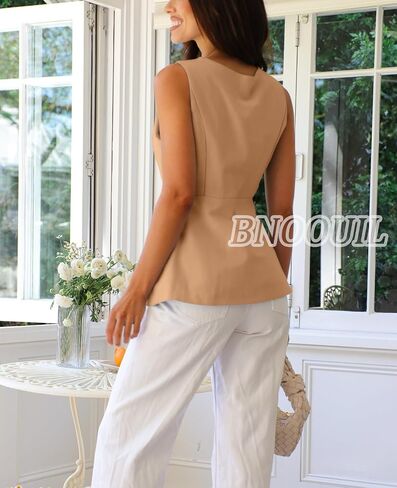 Summer Blazer Suit Vest for Women Business Casual Sleeveless Button Down V Neck Tops Trendy 2025 Waistcoat in Saudi Arabia