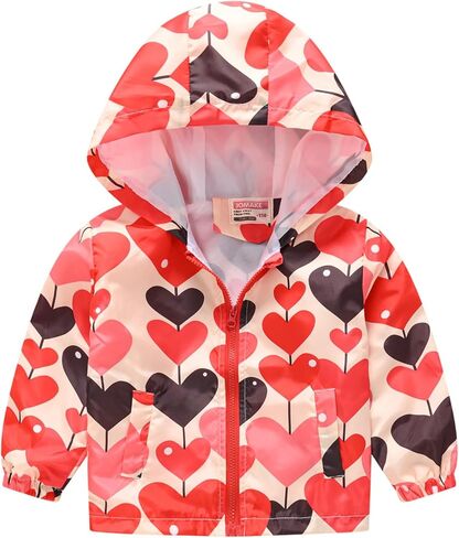 Toddler Girls Boys Cartoon Lightweight Jackets Spring Hooded Windbreaker Summer Zip Up Outerwear in Kuwait