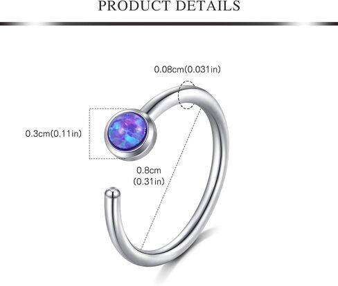AVYRING Opal Nose Rings Hoops Set - 18g & 20g Nose Piercing Jewelry Surgical Steel Silver Nose Studs L Shaped Screw White Opal in Saudi Arabia