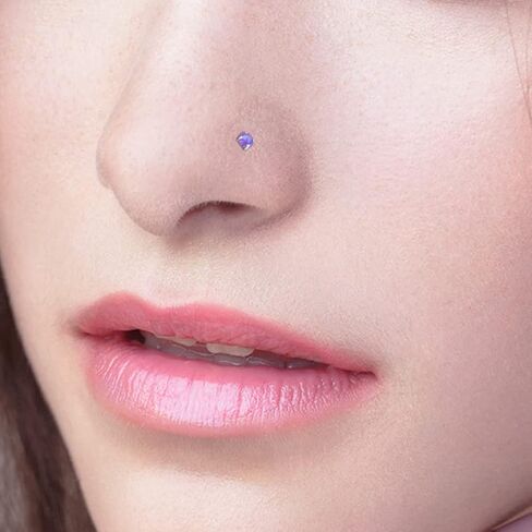 AVYRING Opal Nose Rings Hoops Set - 18g & 20g Nose Piercing Jewelry Surgical Steel Silver Nose Studs L Shaped Screw White Opal in Saudi Arabia