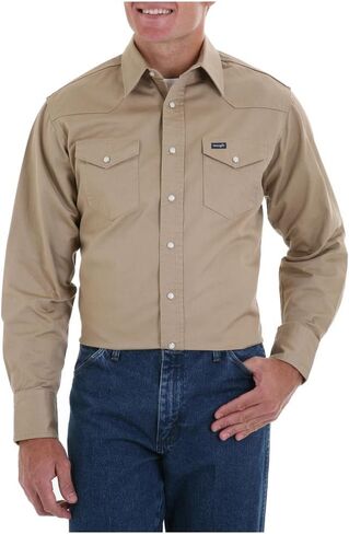 Wrangler Men's Western Long Sleeve Snap Firm Finish Work Shirt in Saudi Arabia