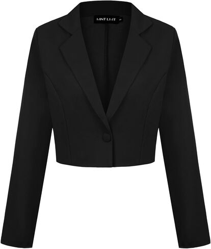 Cropped Blazer for Women Long Sleeve Notch Lapel Button Front Blazers Casual Work Office Cardigan Suit Jacket in Kuwait