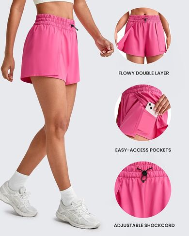 G4Free 2 in 1 Flowy Athletic Running Shorts for Women Mid Rise Quick Dry Workout Summer Shorts for Tennis with Liner in Kuwait