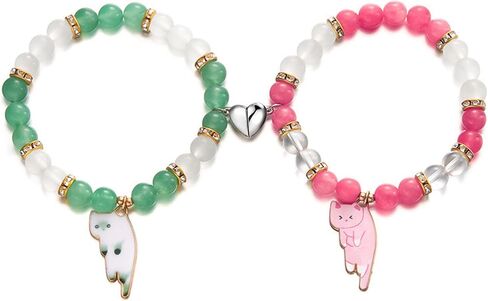 2pcs زوجين من أساور الصداقة اللطيفة كاوي كاواي كات كاتو حيوان متطابق مع أساور y2k cat cat cat class beaded sed bracelet للنساء للرجال علاقة مجوهرات المجوهرات in Kuwait