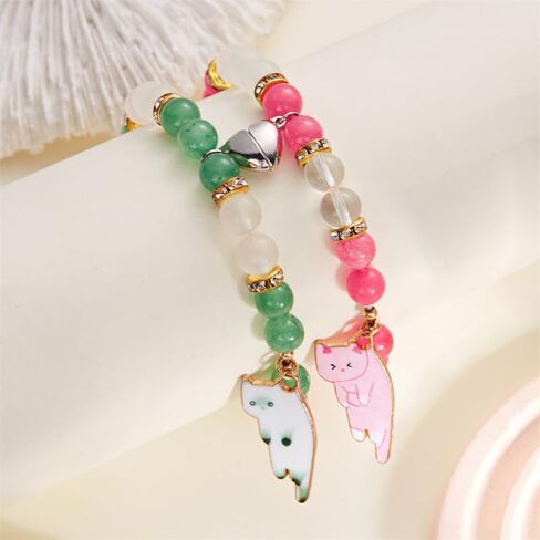 2pcs زوجين من أساور الصداقة اللطيفة كاوي كاواي كات كاتو حيوان متطابق مع أساور y2k cat cat cat class beaded sed bracelet للنساء للرجال علاقة مجوهرات المجوهرات in Kuwait