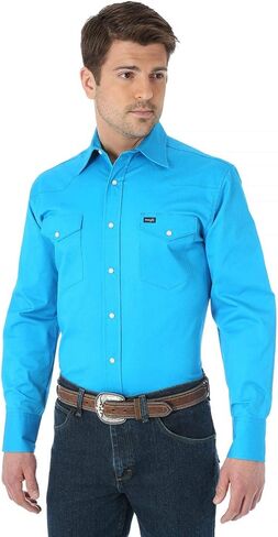 Wrangler Men's Big & Tall Western Premium Performance Advanced Comfort Workshirt,Blue,Large Tall in Saudi Arabia