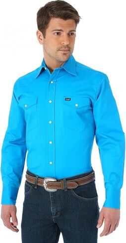 Wrangler Men's Big & Tall Western Premium Performance Advanced Comfort Workshirt,Blue,Large Tall in Saudi Arabia