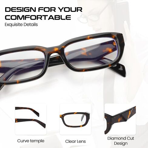 Retro Fake Glasses Blue Light Glasses for Women Trendy Vintage Small Rectangle Eyewear with Non Prescription Lens in Saudi Arabia