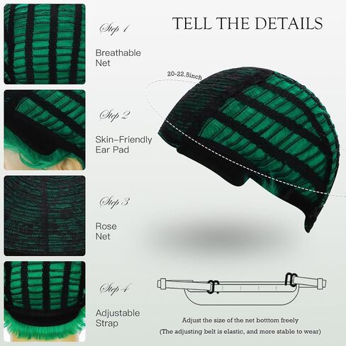 DDHAIR Short Green Wig Men, Natural Wavy Textured Synthetic Heat Resistant Hair for Mens Cosplay Halloween (Green) in Saudi Arabia