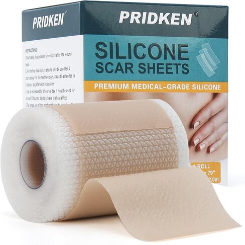 Silicone Scar Sheets for face, Silicone Scar Tape, Removal Strips for Surgical Scars 1.5" x 79" Medical Grade Silicone Scar Tape for C-Section, Tummy Tuck, Keloid (1 Roll 1.5" x 79") in Saudi Arabia