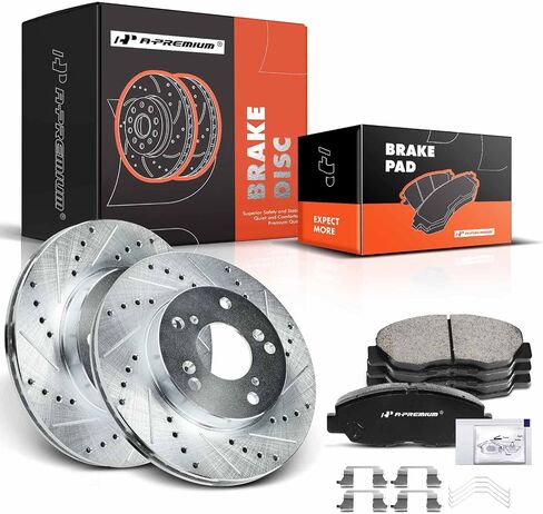 A-Premium 10.31 inch (262mm) Front Vented Disc Brake Rotors + Ceramic Pads Kit Compatible with Honda Models - Civic 2012, Civic 2013-2015 (Manual Transmission), 1.8L, 6-PC Set in Kuwait