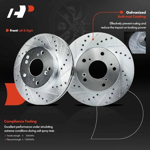 A-Premium 10.31 inch (262mm) Front Vented Disc Brake Rotors + Ceramic Pads Kit Compatible with Honda Models - Civic 2012, Civic 2013-2015 (Manual Transmission), 1.8L, 6-PC Set in Kuwait