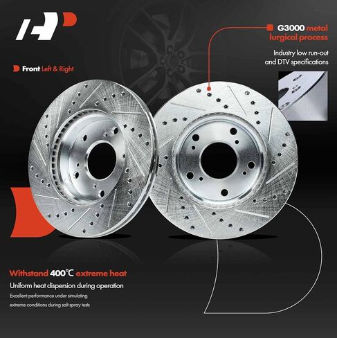 A-Premium 10.31 inch (262mm) Front Vented Disc Brake Rotors + Ceramic Pads Kit Compatible with Honda Models - Civic 2012, Civic 2013-2015 (Manual Transmission), 1.8L, 6-PC Set in Kuwait