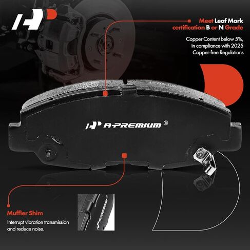 A-Premium 10.31 inch (262mm) Front Vented Disc Brake Rotors + Ceramic Pads Kit Compatible with Honda Models - Civic 2012, Civic 2013-2015 (Manual Transmission), 1.8L, 6-PC Set in Kuwait