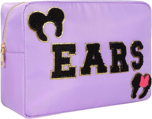 Mouse Ears Bag Travel Case Hair Accessories Organizer Bow Mouse Ears Headbands Holder Storage Nylon Large Chenille Letter Makeup Bag Park Travel Essentials Gifts for Women in Saudi Arabia