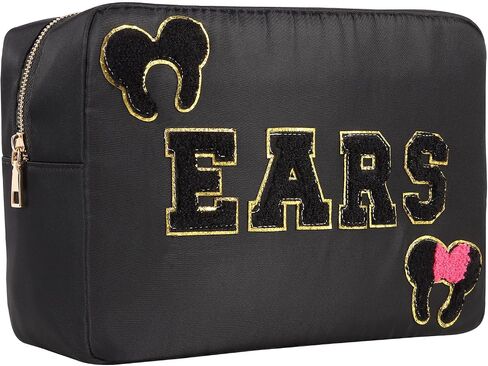 Mouse Ears Bag Travel Case Hair Accessories Organizer Bow Mouse Ears Headbands Holder Storage Nylon Large Chenille Letter Makeup Bag Park Travel Essentials Gifts for Women in Saudi Arabia