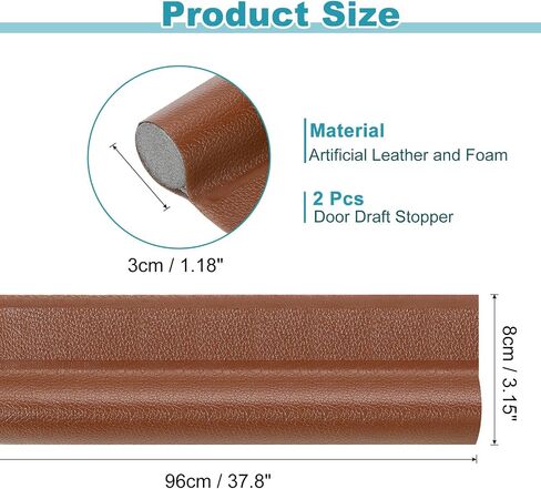 uxcell 37" Door Draft Stopper, Under Door Draft Blocker, Adhesive Soundproof Door Bottom Seal, Weather Stripping Door Sweep for Bottom of Doors, Brown in Saudi Arabia