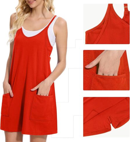 Women Tennis Workout Romper Mini Dress Summer Sleeveless Spaghetti Strap Athletic Sports Dress with Shorts in Saudi Arabia
