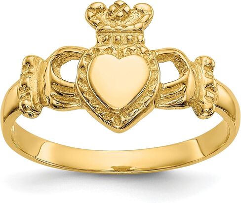 10K الذهب الأصفر السيدات المصقول Claddagh الحجم 7 in Saudi Arabia
