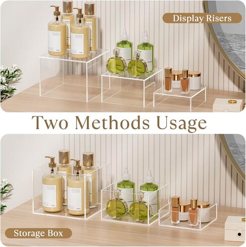 Maxgear 3 PCs Rues Acrylic Buffet ، وقف شاشة الطعام إلى طاولة بوفيه ، وصناديق مكعب الحلوى مع قيعان مجوفة لعرض الطعام ، و 8 "x9" x10 "، واضحة in Kuwait