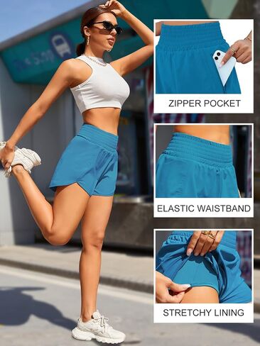 BMJL Women's Women High Phecled Phectic Pocket Pocket Shorts Gym Sporty Shorts in Saudi Arabia