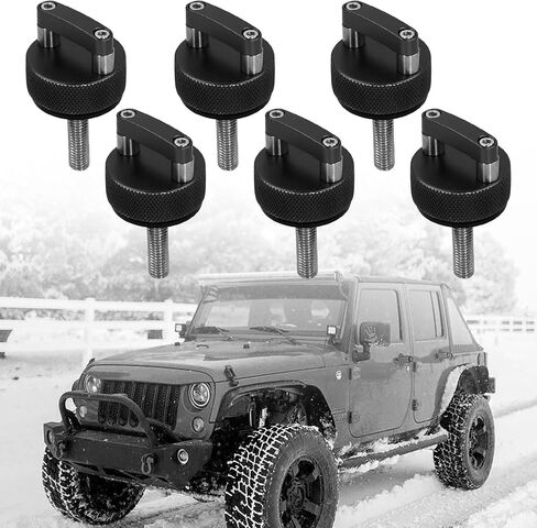 Quick Release Aluminum Hardtop Bolts, Thumb Screws for Hardtop Removal, Compatible with 2007-2018 Wrangler JK, 2018-2022 JL & Gladiator JT, Durable Alloy, Red/Black/Blue, 6-Pack (Red) in Saudi Arabia