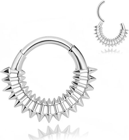 16g G23 Titanium Septum Rings: Novelty Nose Ring Hoops, Hinged Segment Nose Lips Helix Cartilage Clicker Hoop Earrings Daith Piercing Rings for Women Men 8mm 10mm in Saudi Arabia