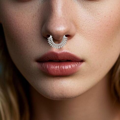 16g G23 Titanium Septum Rings: Novelty Nose Ring Hoops, Hinged Segment Nose Lips Helix Cartilage Clicker Hoop Earrings Daith Piercing Rings for Women Men 8mm 10mm in Saudi Arabia