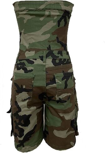 Tbahhir Denim Jumpsuit for Women Sexy Sleeveless Cargo Shorts Jean Rompers Button Down One Piece Outfit with Pockets in Saudi Arabia