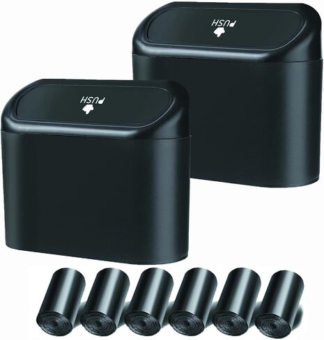 Car Trash Can, 1.0 Liters, Plastic, Trash Can Set, Multi-Purpose, Easy to Install, Includes 75 Garbage Bags in Kuwait