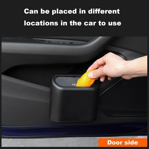 Car Trash Can, 1.0 Liters, Plastic, Trash Can Set, Multi-Purpose, Easy to Install, Includes 75 Garbage Bags in Kuwait