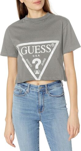 GUESS Women's Active Short Sleeve Oversized Logo Cropped T-Shirt in Saudi Arabia