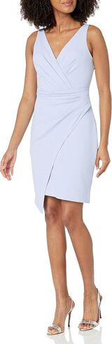 GUESS Womens Pink Stretch Zippered Pleated Asymmetrical Hem Sleeveless Surplice Neckline Short Cocktail Sheath Dress 8 in Kuwait