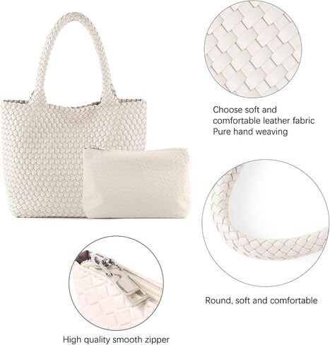 Hand Woven Bag Tote BagS For Women Top Handle Shoulder Vegan Leather Large Travel Beach Hobo Handbag in Saudi Arabia