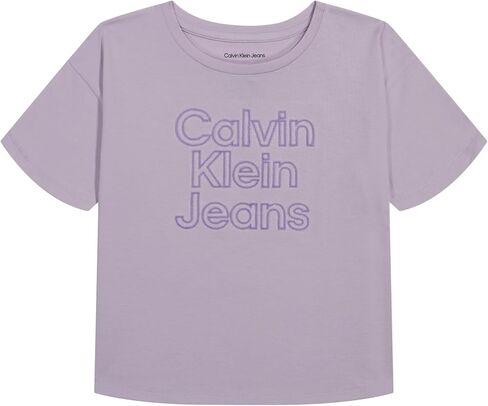 Calvin Klein Girls' Short Sleeve Logo Graphic T-Shirt, White Rainbow, 16 in Saudi Arabia
