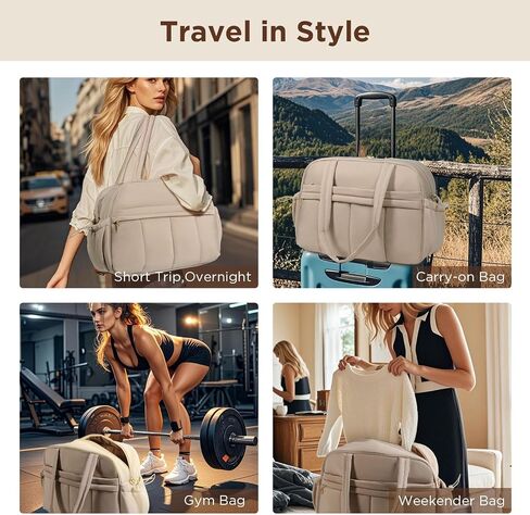 Weekender Bags for Women, Quilted Travel Duffel Bag, Large Puffer Duffle Bag for Travel Gym Overnight Weekend Workout Carry on Bag for Airplanes, Personal Item Travel Bag in Saudi Arabia