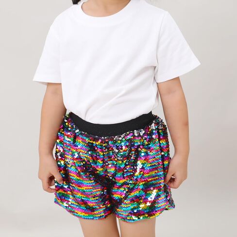 Girls Shorts Flip Sequin Sparkle Short Pants Kids Birthday Party Shorts Summer Dance Concert Halloween Clothes in Saudi Arabia