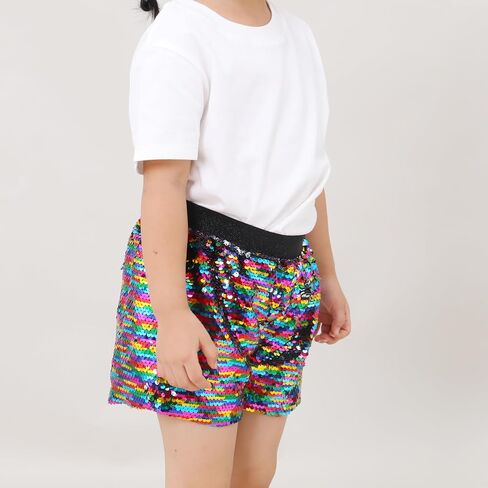 Girls Shorts Flip Sequin Sparkle Short Pants Kids Birthday Party Shorts Summer Dance Concert Halloween Clothes in Saudi Arabia