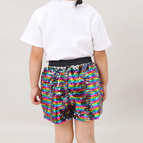Girls Shorts Flip Sequin Sparkle Short Pants Kids Birthday Party Shorts Summer Dance Concert Halloween Clothes in Saudi Arabia
