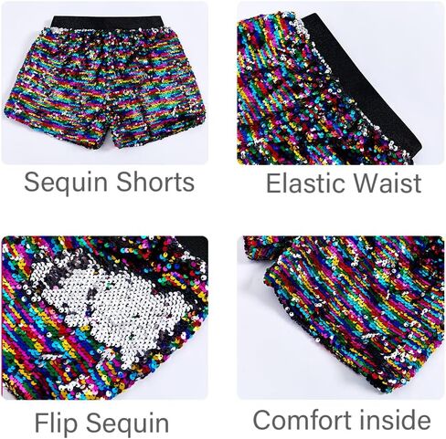 Girls Shorts Flip Sequin Sparkle Short Pants Kids Birthday Party Shorts Summer Dance Concert Halloween Clothes in Saudi Arabia