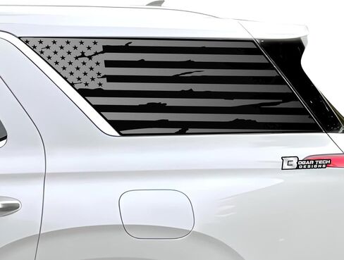 BOGAR TECH DESIGNS Precut Quarter Window American Flag Vinyl Decal Sticker Compatible with Hyundai Palisade 2020-2025, Matte Black in Saudi Arabia