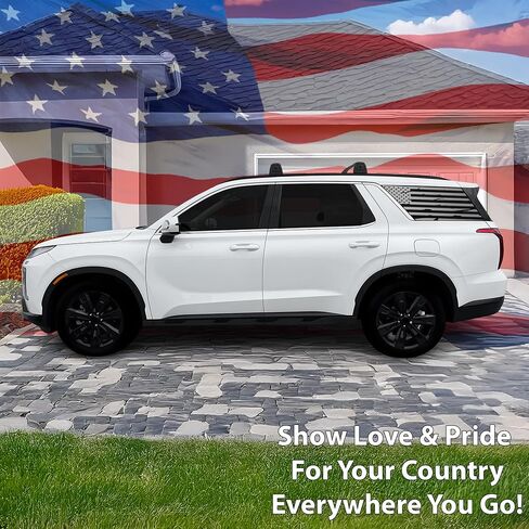 BOGAR TECH DESIGNS Precut Quarter Window American Flag Vinyl Decal Sticker Compatible with Hyundai Palisade 2020-2025, Matte Black in Saudi Arabia