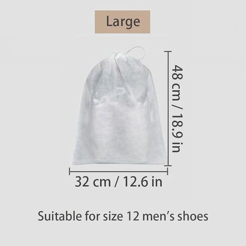 10Pcs Travel Shoe Storage Bags Non-woven Fabric Packing Dust Cover Pouch Portable Breathable with Drawstring (Large) in Saudi Arabia