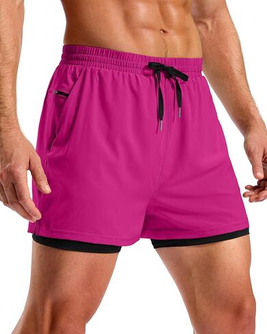 Pudolla Men's 2 in 1 Workout Running Shorts 5" Quick Dry Lined Gym Shorts Athletic with 4 Pockets for Men Tennis Training in Saudi Arabia