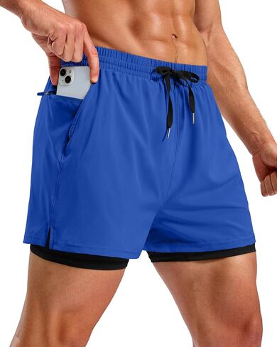 Pudolla Men's 2 in 1 Workout Running Shorts 5" Quick Dry Lined Gym Shorts Athletic with 4 Pockets for Men Tennis Training in Saudi Arabia