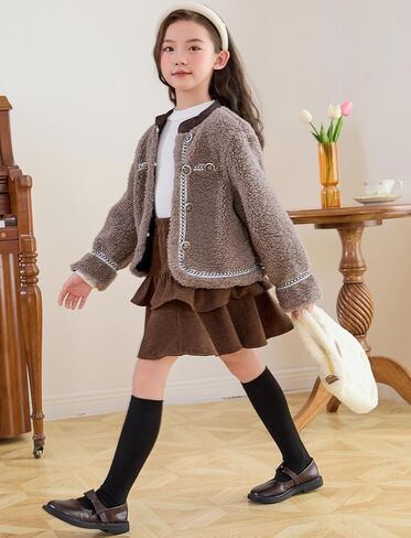 SEAUR Girl's Corduroy Short Skirt Mini High Waist A Line Pleated Skirt Casual Uniforms School Skirt in Saudi Arabia