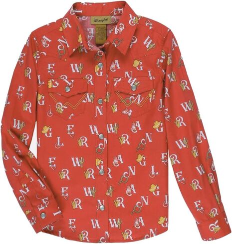 Wrangler Girls' Long Sleeve Western Snap Shirt in Saudi Arabia