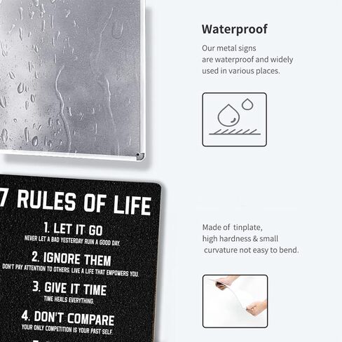 7 Rules of Life Metal poster Inspirational Tin Sign for Teen Bedroom Decor Home Office Bedroom Classroom Cafes Motivational Wall Decor 8x12 Inch in Saudi Arabia