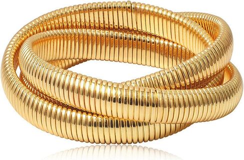 Flexible Wide Wristband Bangle Layered Snake Chain Bracelets Stainless Steel Stretch Bracelet for Women in Saudi Arabia