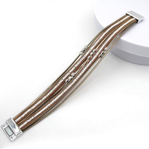 HAHAHE® Women's Boho Leather Wrap Bracelets Trendy Layered Bracelets with Magnetic Clasp Strackable Bohemian Jewelry Fashion Gifts in Saudi Arabia